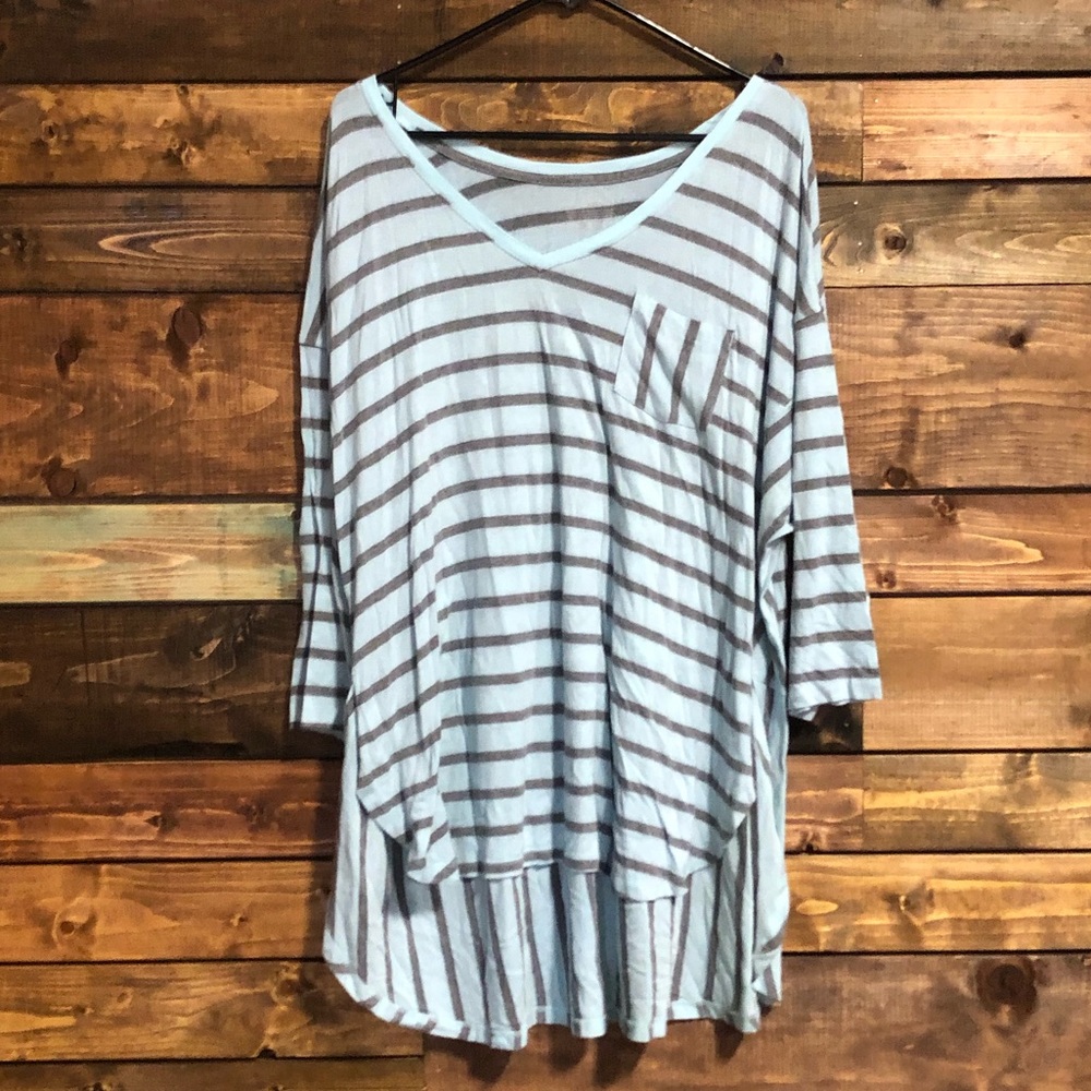Lane Bryant Stripe Pocket Tee - Picture 1 of 4